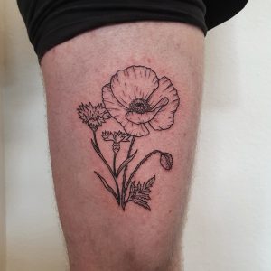 Blumen Holzschnitt Tattoo